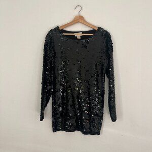 Vintage Black Sequin Blouse